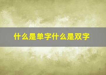 什么是单字什么是双字