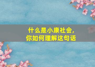 什么是小康社会,你如何理解这句话