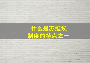 什么是苏维埃制度的特点之一