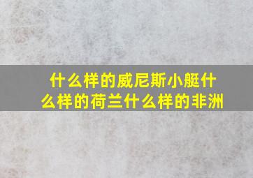 什么样的威尼斯小艇什么样的荷兰什么样的非洲