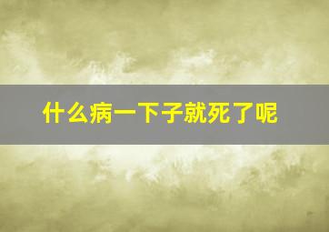 什么病一下子就死了呢