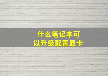 什么笔记本可以升级配置显卡