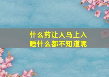 什么药让人马上入睡什么都不知道呢