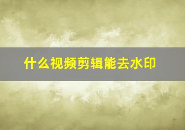 什么视频剪辑能去水印