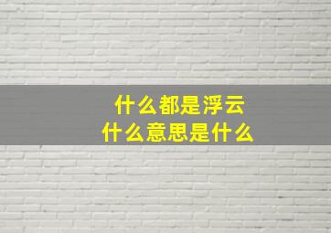 什么都是浮云什么意思是什么