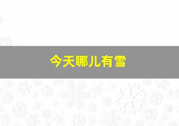 今天哪儿有雪