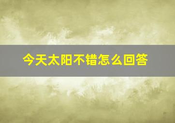 今天太阳不错怎么回答