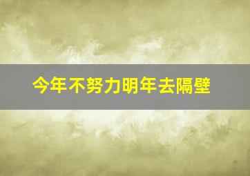 今年不努力明年去隔壁