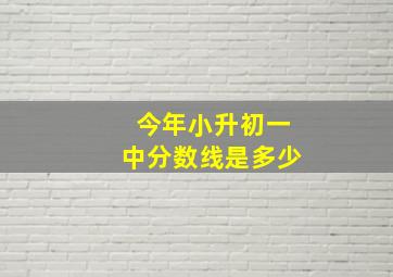 今年小升初一中分数线是多少