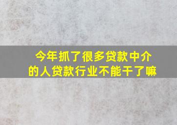 今年抓了很多贷款中介的人贷款行业不能干了嘛