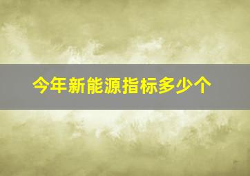 今年新能源指标多少个