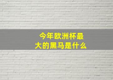 今年欧洲杯最大的黑马是什么