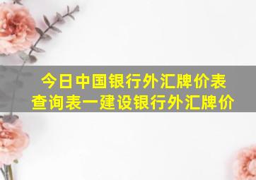 今日中国银行外汇牌价表查询表一建设银行外汇牌价