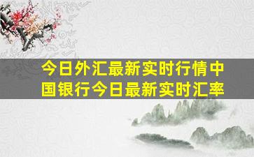 今日外汇最新实时行情中国银行今日最新实时汇率