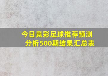 今日竞彩足球推荐预测分析500期结果汇总表