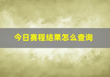 今日赛程结果怎么查询