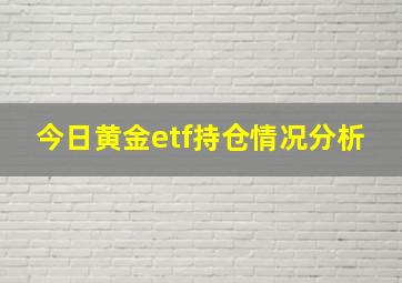 今日黄金etf持仓情况分析