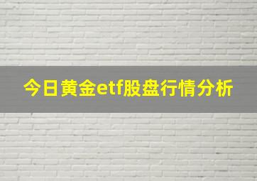 今日黄金etf股盘行情分析