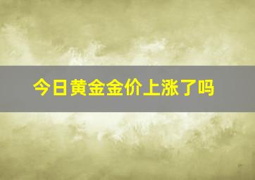 今日黄金金价上涨了吗