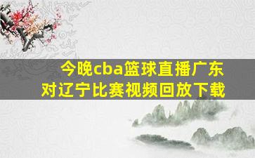 今晚cba篮球直播广东对辽宁比赛视频回放下载