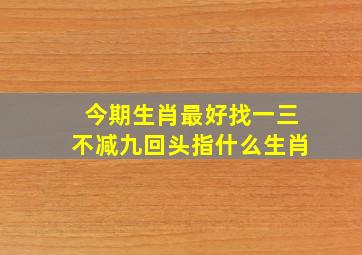 今期生肖最好找一三不减九回头指什么生肖