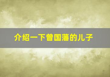 介绍一下曾国藩的儿子