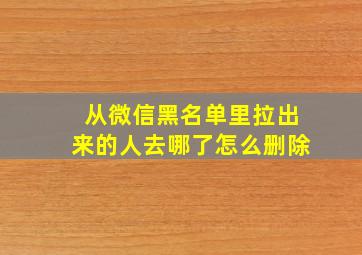 从微信黑名单里拉出来的人去哪了怎么删除