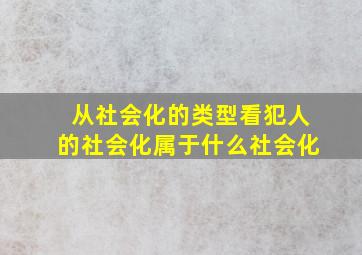 从社会化的类型看犯人的社会化属于什么社会化