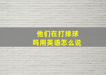 他们在打排球吗用英语怎么说