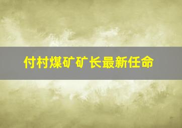 付村煤矿矿长最新任命