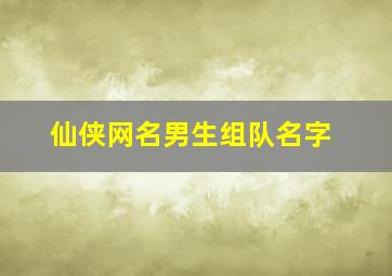 仙侠网名男生组队名字