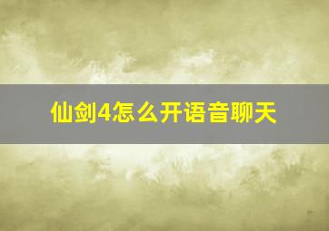 仙剑4怎么开语音聊天