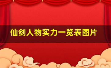 仙剑人物实力一览表图片