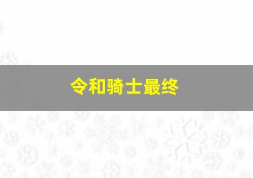 令和骑士最终