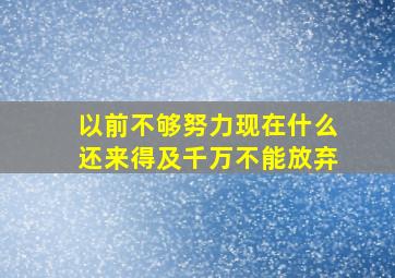 以前不够努力现在什么还来得及千万不能放弃