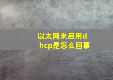 以太网未启用dhcp是怎么回事