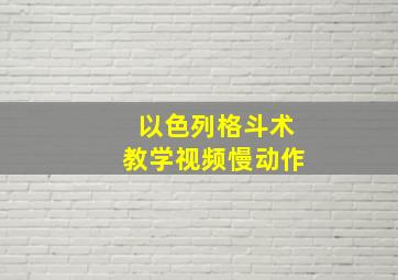 以色列格斗术教学视频慢动作