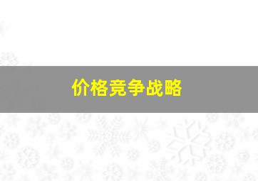 价格竞争战略