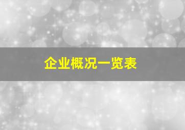 企业概况一览表