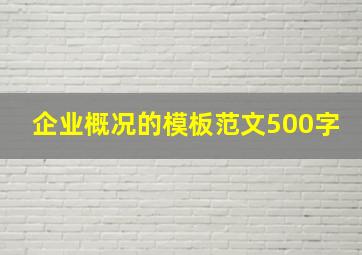 企业概况的模板范文500字