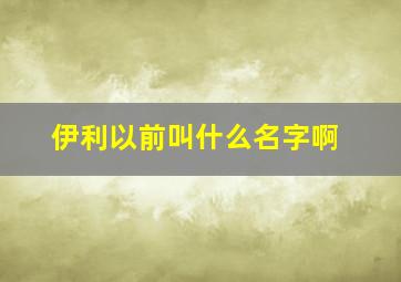 伊利以前叫什么名字啊