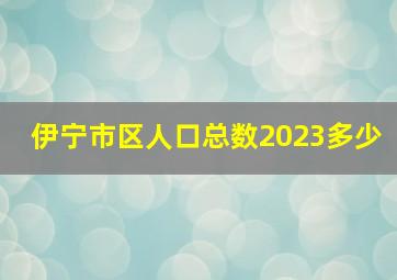 伊宁市区人口总数2023多少