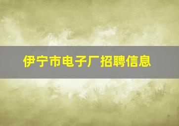 伊宁市电子厂招聘信息