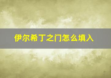 伊尔希丁之门怎么填入