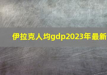 伊拉克人均gdp2023年最新