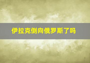 伊拉克倒向俄罗斯了吗