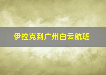 伊拉克到广州白云航班