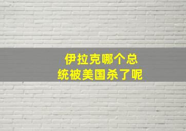 伊拉克哪个总统被美国杀了呢