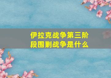 伊拉克战争第三阶段围剿战争是什么