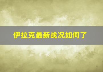 伊拉克最新战况如何了